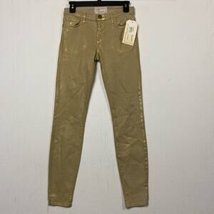 Current Elliot The Ankle Skinny Metallic Gold Skinny Jeans Size 28 NWT